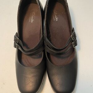 Clarks  Bendables Maryjane Women's Black Double Strap Shoes Size 10W SB-V (Nov)